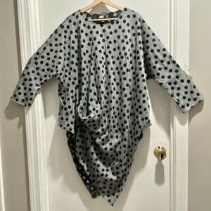 Sophie Frinzi Lagenlook Ruched Polka Dot Festival Artsy Grunge Long Top 2/3X